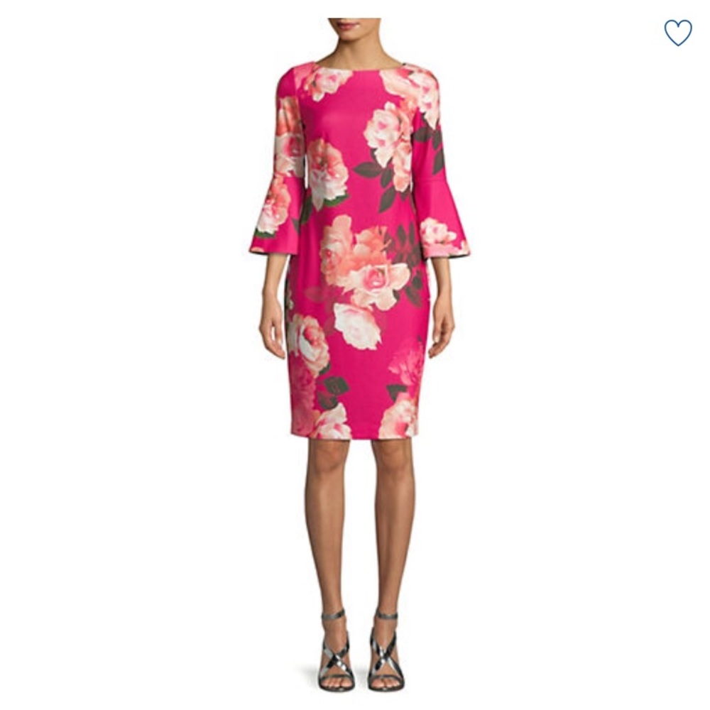 Calvin Klein floral bell sleeve dress NWT